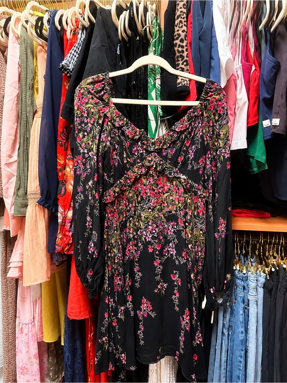 Taylor Black Floral Mini Dress